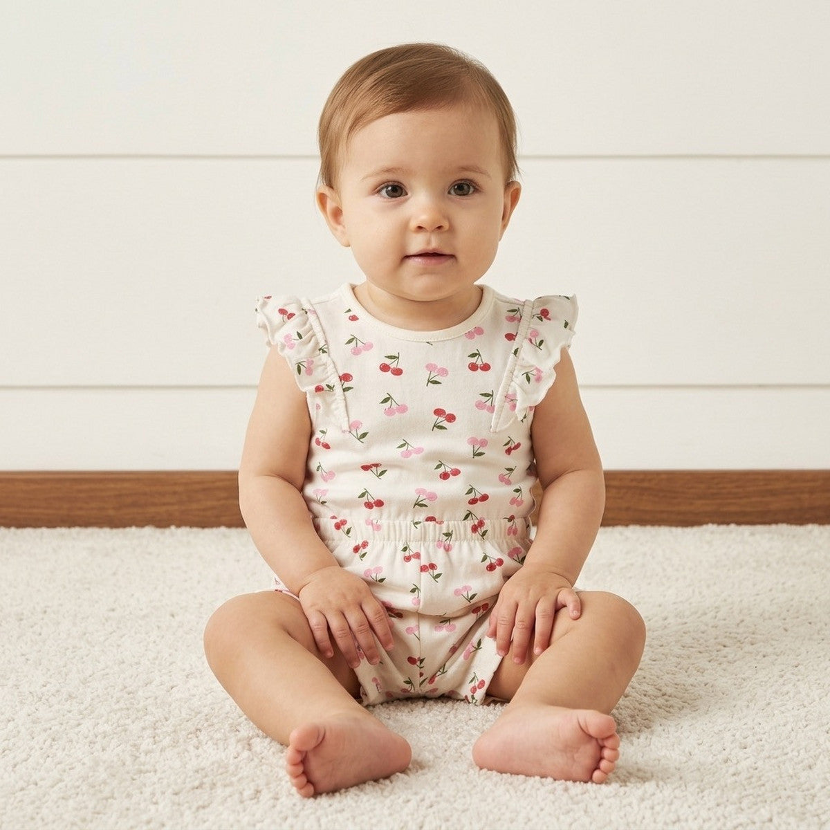 MAX-Pack of 2 - Cherry Print Sleeveless Cotton Playsuit