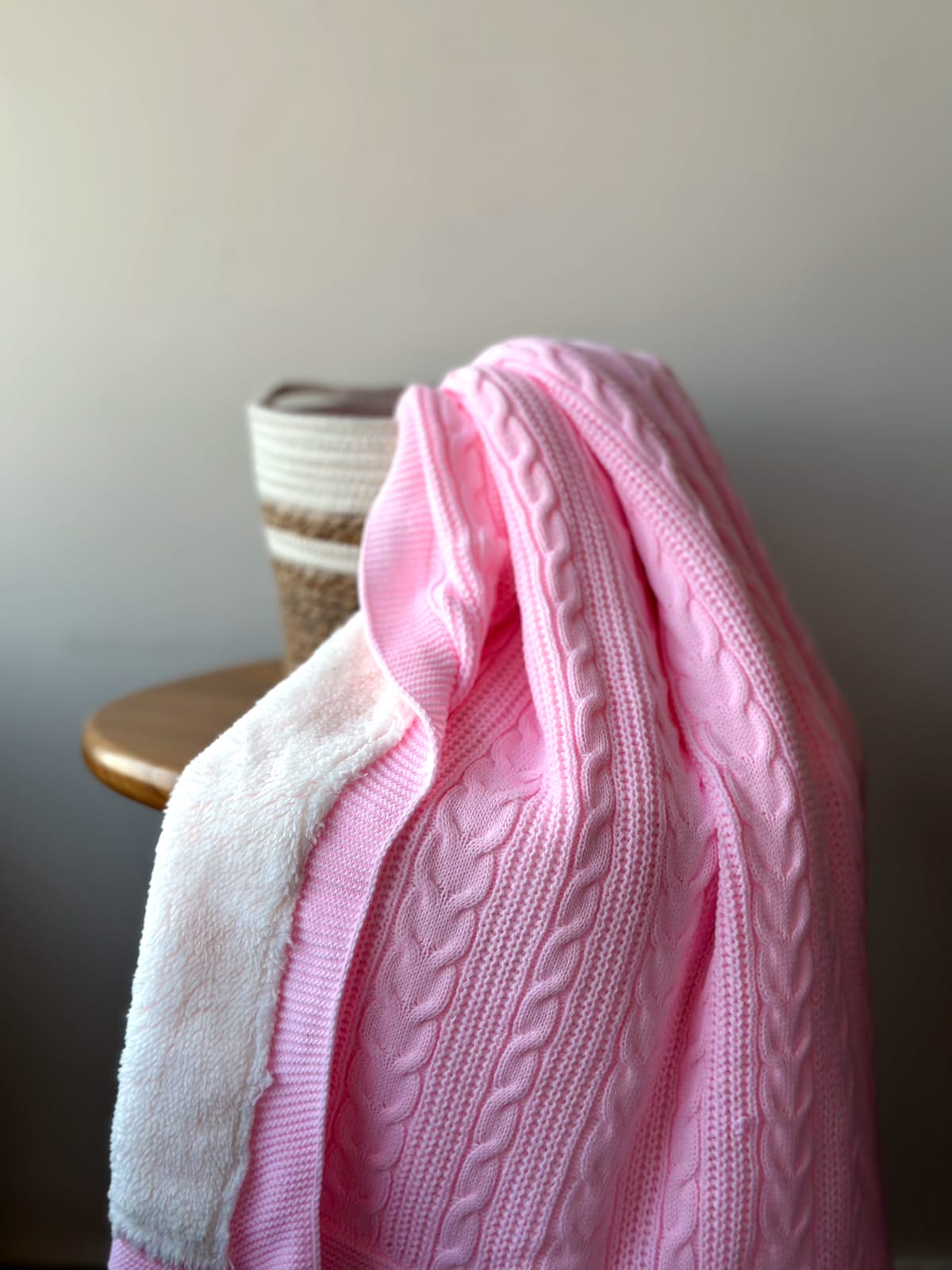 KNITTED DOUBLE SIDED SHERPA - baby blanket