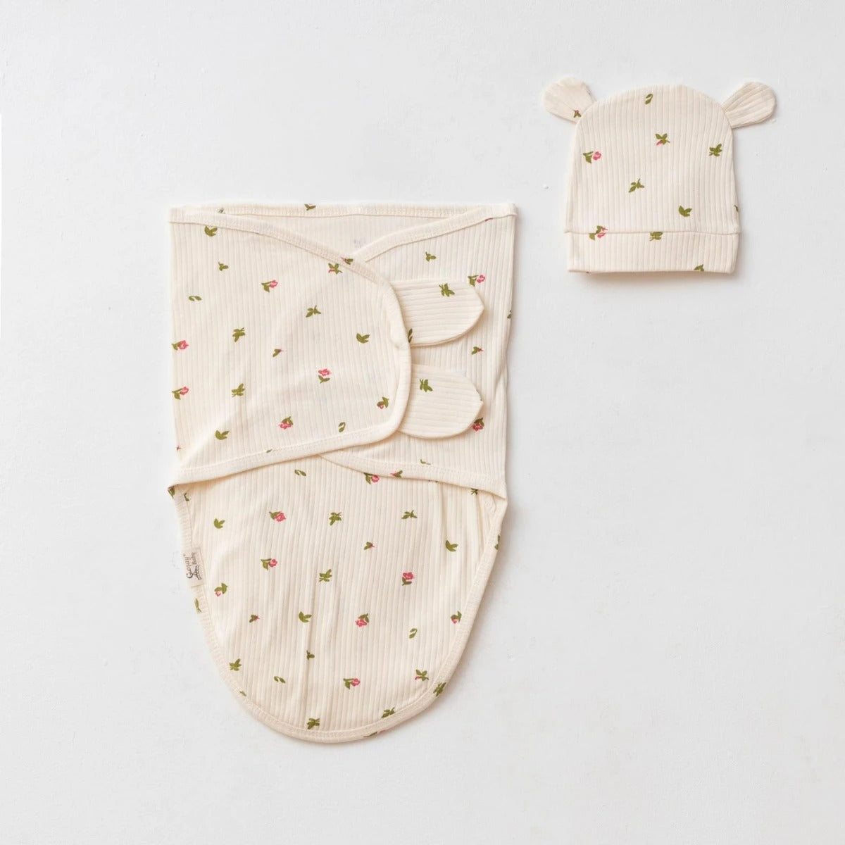 RIBBED - SWADDLE WITH MATCHING CAP