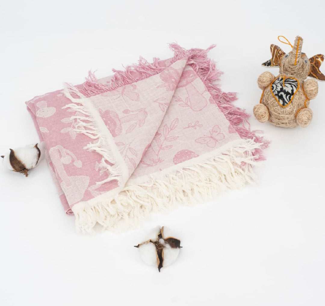 DOUBLE SIDED CONTRAST MUSLIN BLANKET