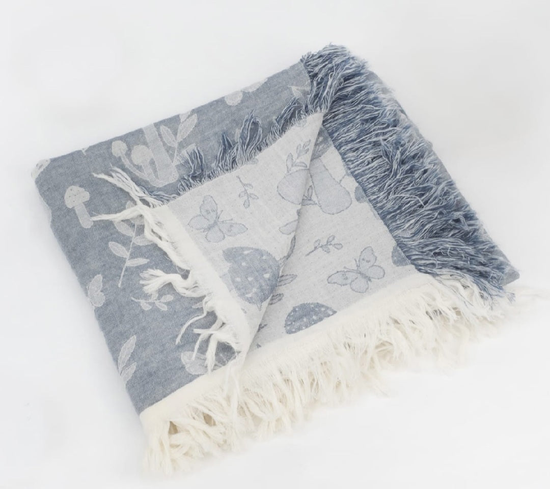 DOUBLE SIDED CONTRAST MUSLIN BLANKET