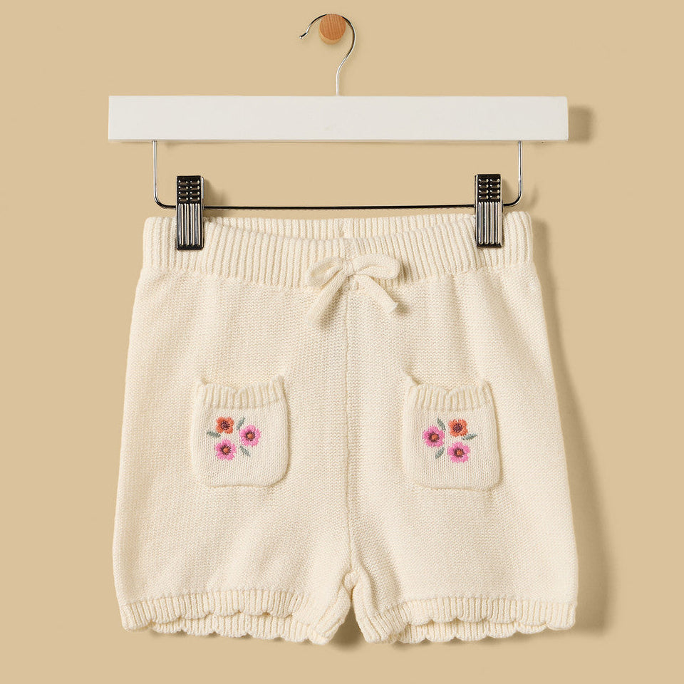 MAX-Floral Embroidered Cardigan and Shorts Set
