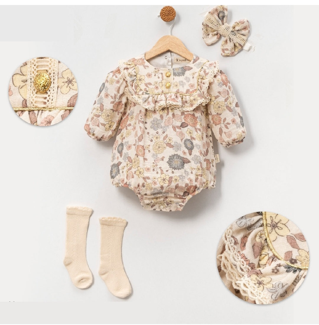 3PC FLORAL BODYSUIT SET
