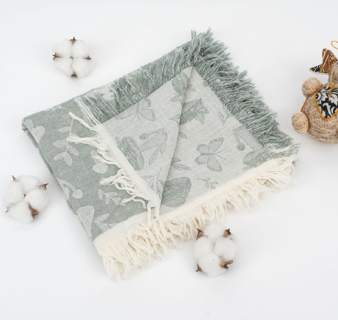 DOUBLE SIDED CONTRAST MUSLIN BLANKET