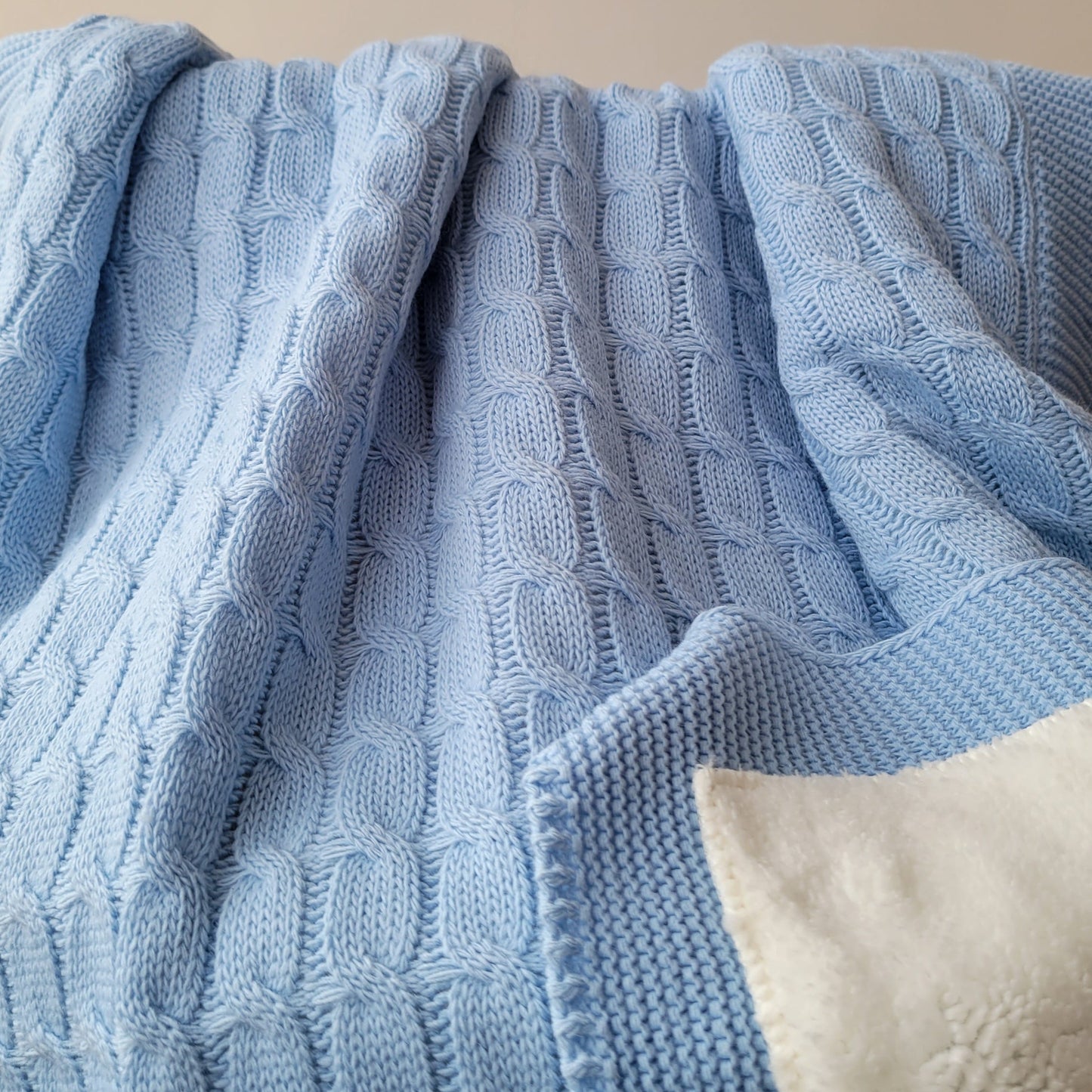 KNITTED DOUBLE SIDED SHERPA - baby blanket