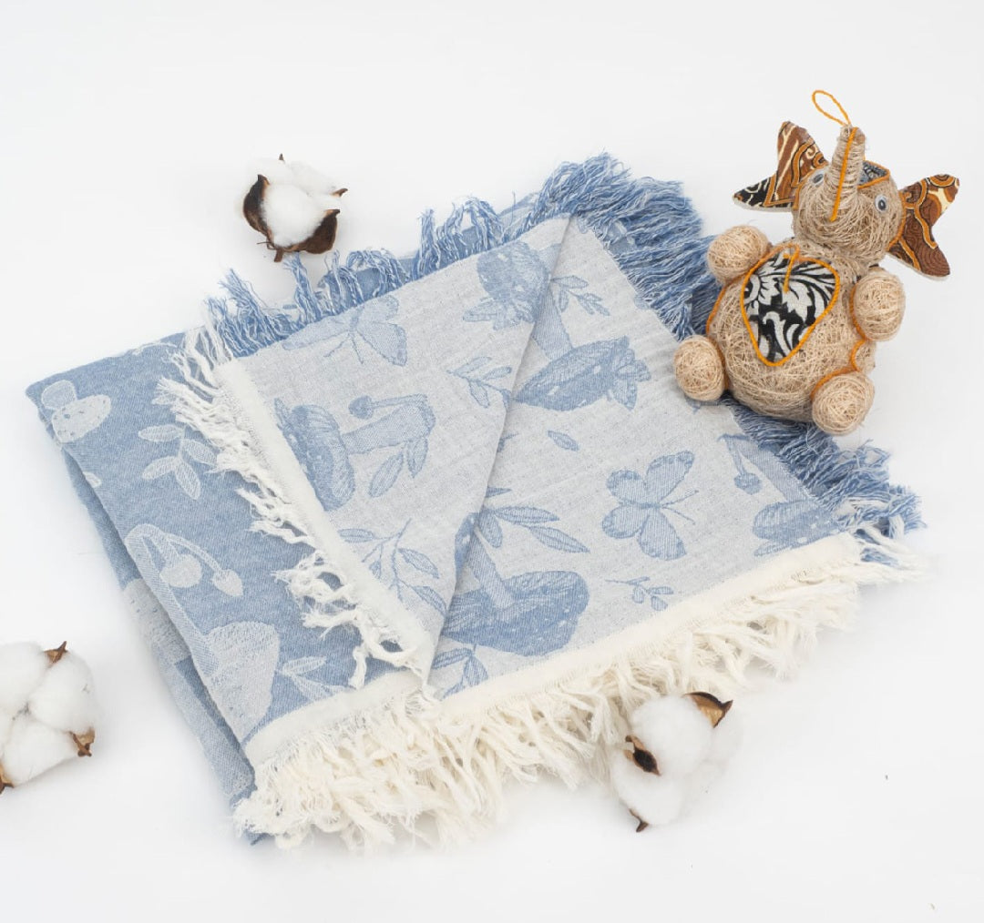 DOUBLE SIDED CONTRAST MUSLIN BLANKET