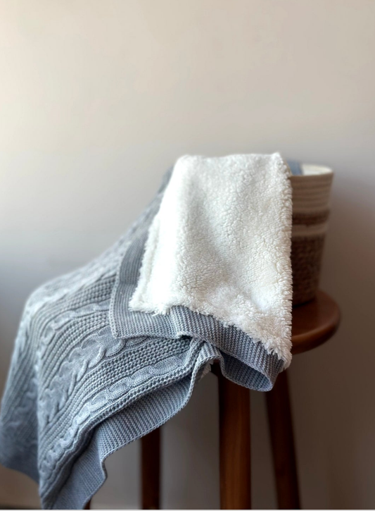 KNITTED DOUBLE SIDED SHERPA - baby blanket