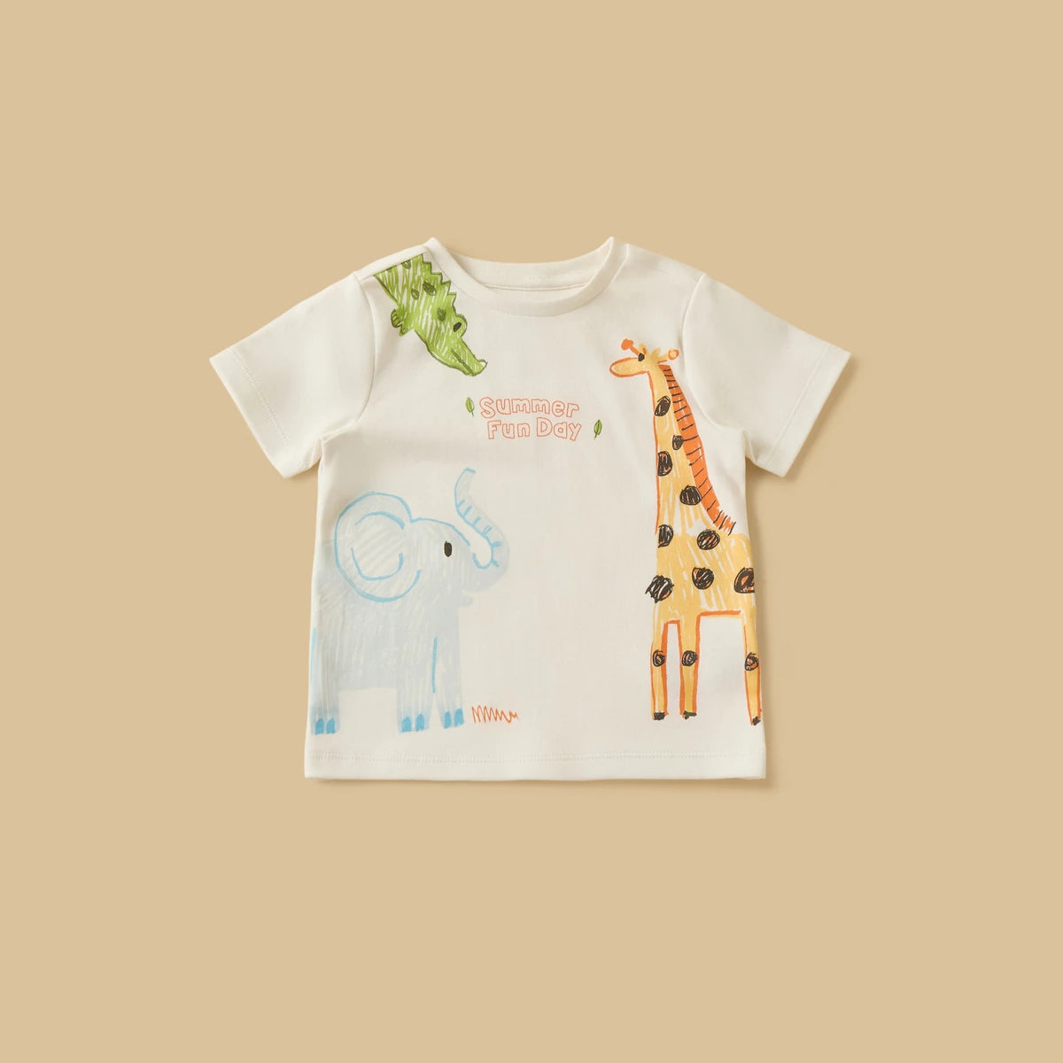 MAX-Safari Print Cotton T-shirt and Shorts Set