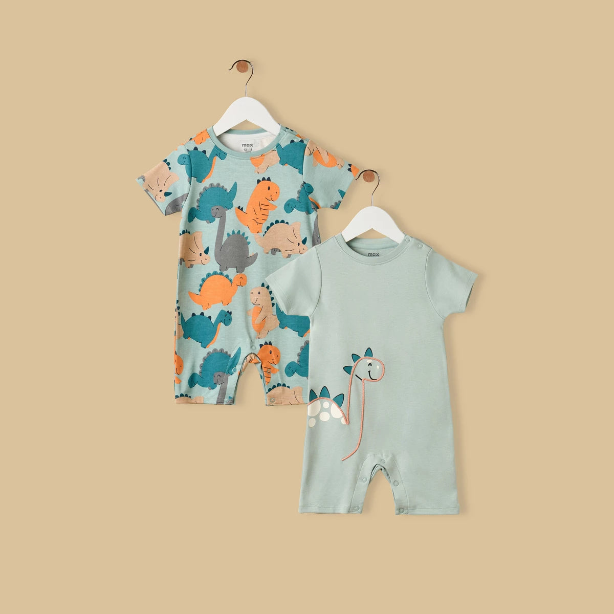 MAX-Pack of 2 - Dinosaur Print Cotton Romper