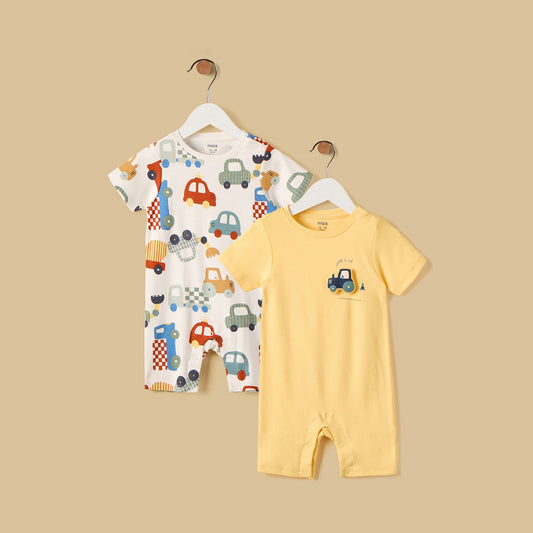 MAX-Pack of 2 - Vehicle Print Cotton Romper