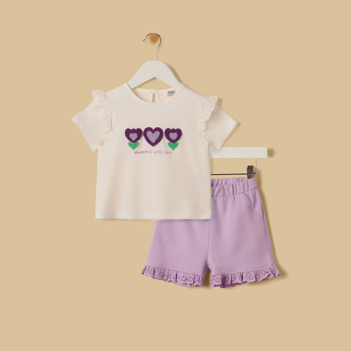 MAX-Heart 3D Applique T-shirt and Shorts Set