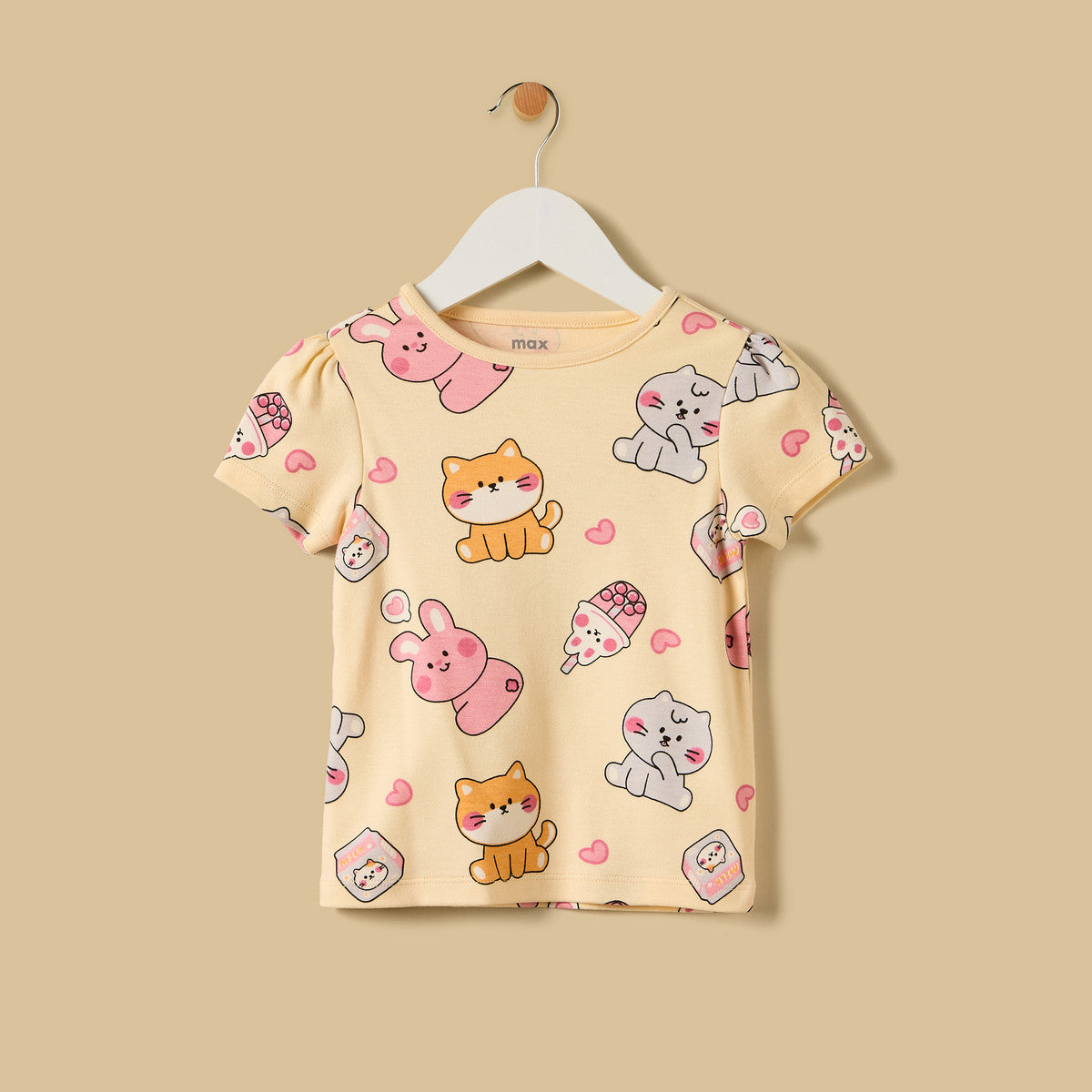 MAX-Cat Print Cotton Shorts Set