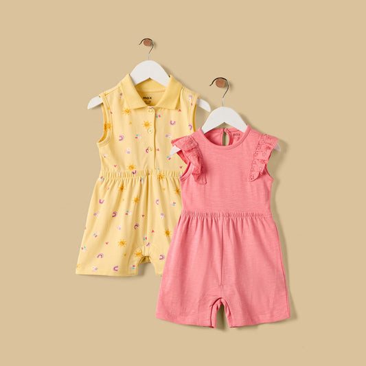 MAX-Pack of 2 - Assorted Cotton Playsuit