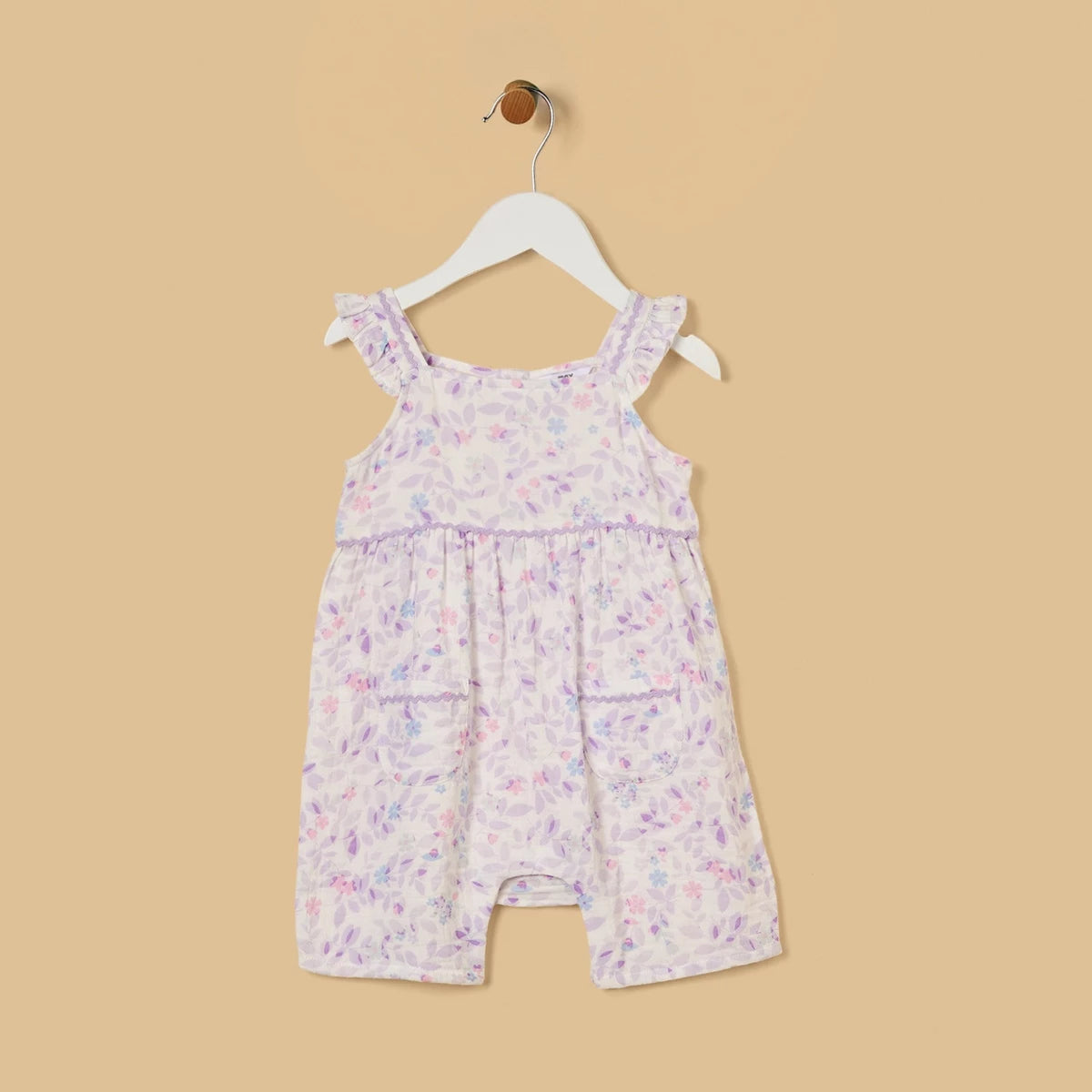 MAX-Floral Print Romper with Cap