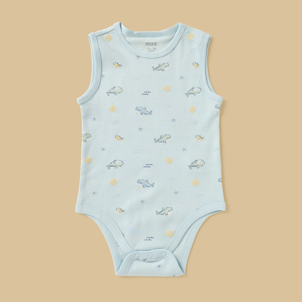 MAX-Pack of 3 - Printed Sleeveless Cotton Bodysuit