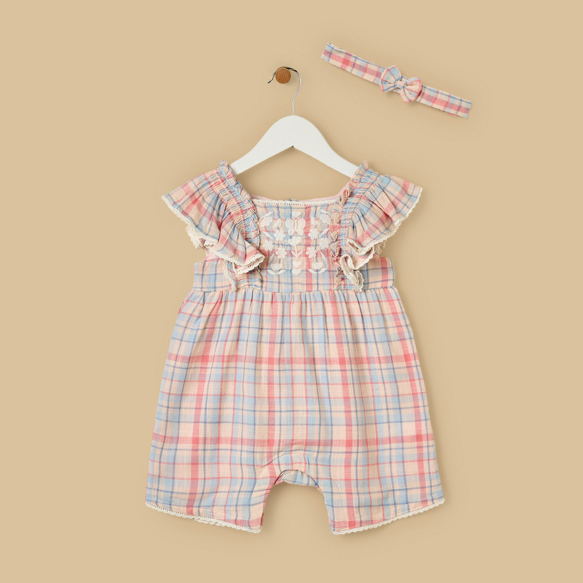 MAX-Checked Playsuit with Headband