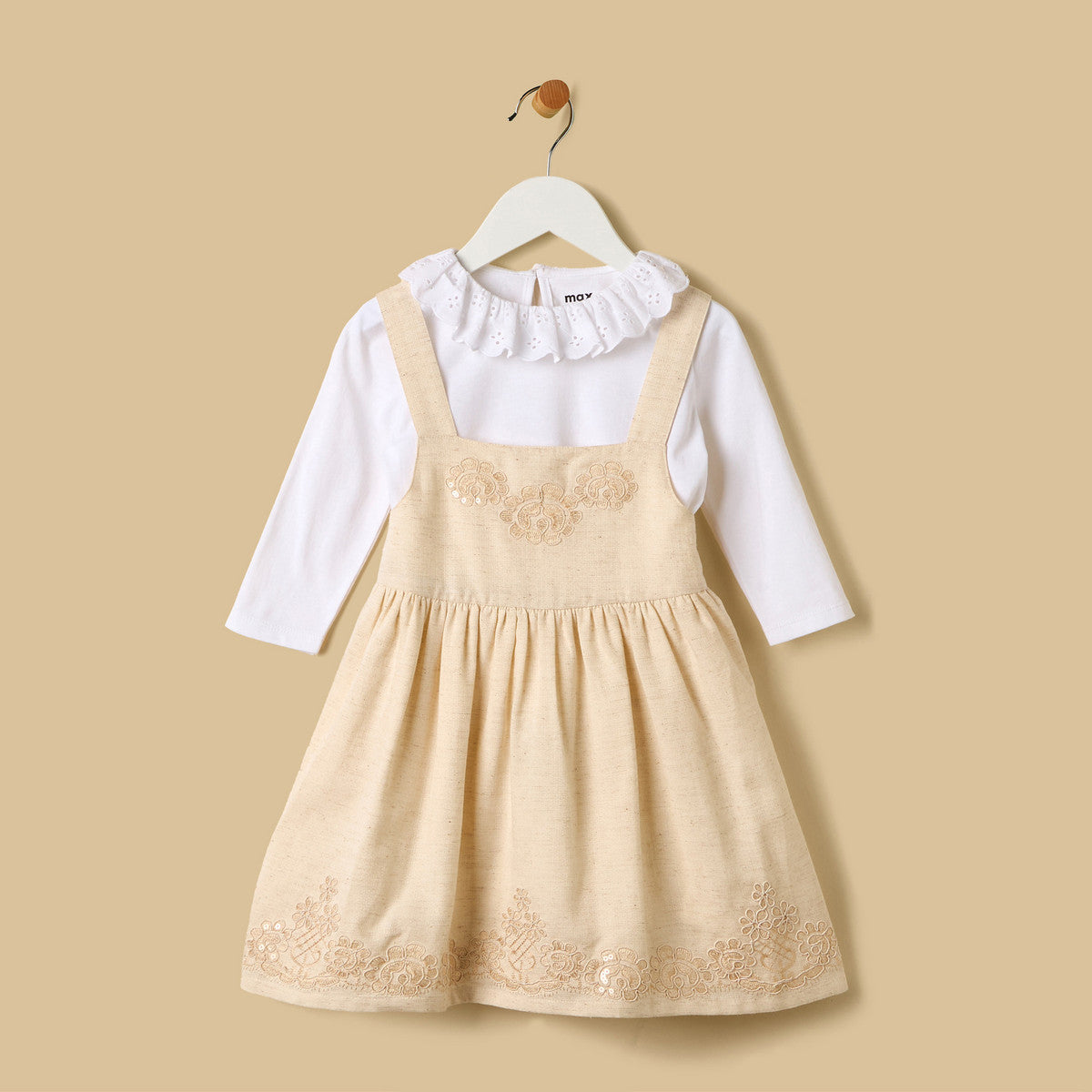 MAX-Embroidered Pinafore with Top