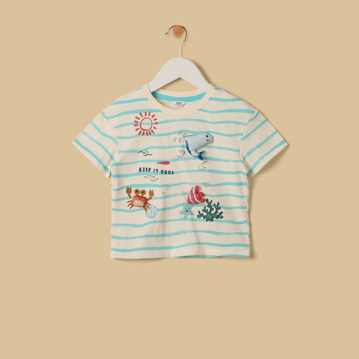 MAX-Aquatic 3D Applique Cotton T-shirt and Shorts Set
