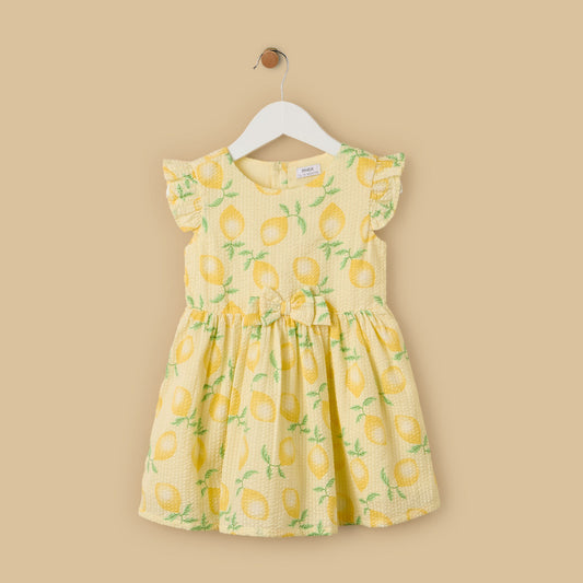 MAX-Lemon Print Sleeveless Cotton Dress