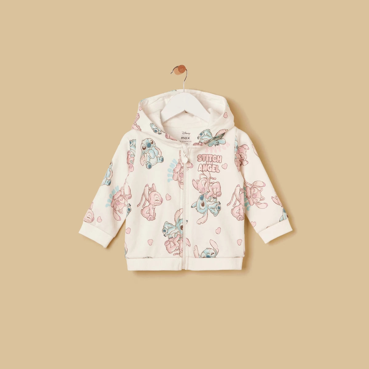 MAX-Stitch and Angel Print Zip Through Cotton Hoodie and Joggers Set