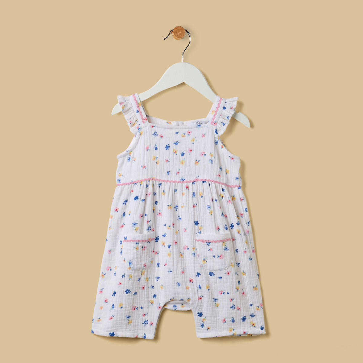 MAX-Floral Embroidered Romper with Hat