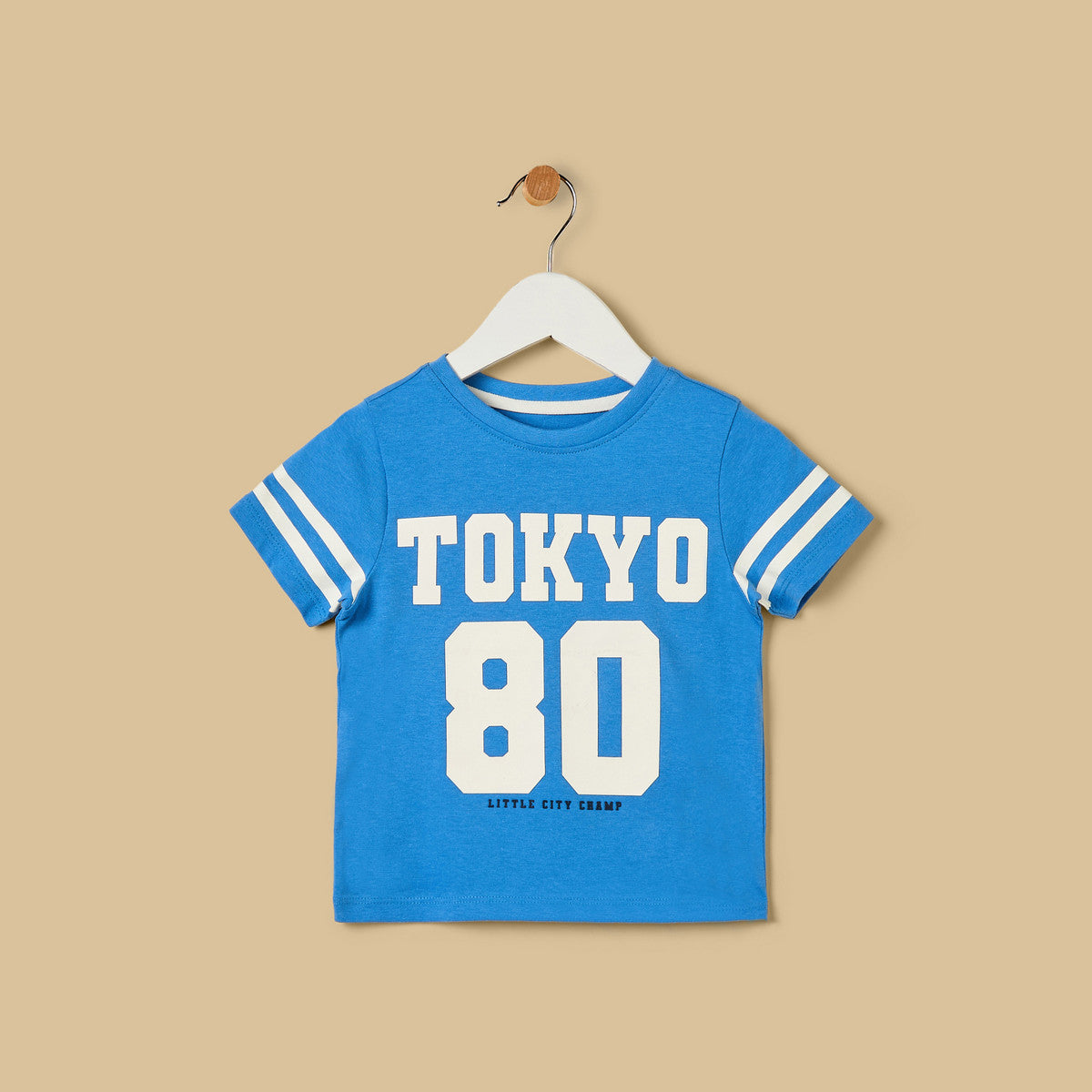 MAX-Tokyo Varsity Print Cotton T-shirt and Shorts Set