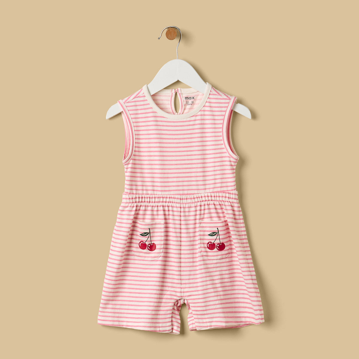 MAX-Pack of 2 - Cherry Print Sleeveless Cotton Playsuit