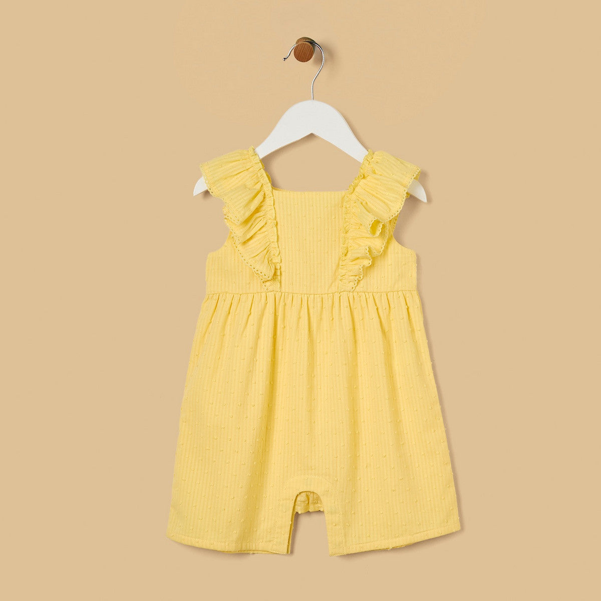 MAX-Textured Sleeveless Romper with Cap