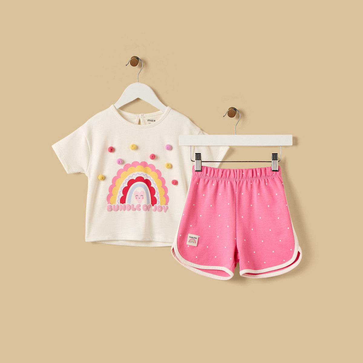 MAX-Rainbow Print Cotton Top and Shorts Set