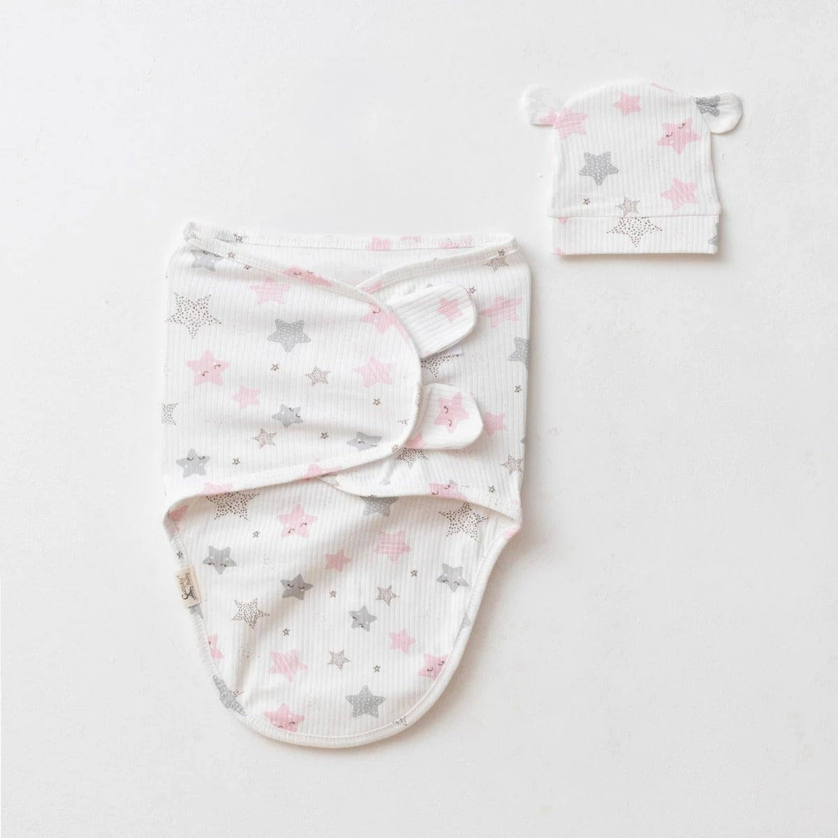 RIBBED - SWADDLE WITH MATCHING CAP