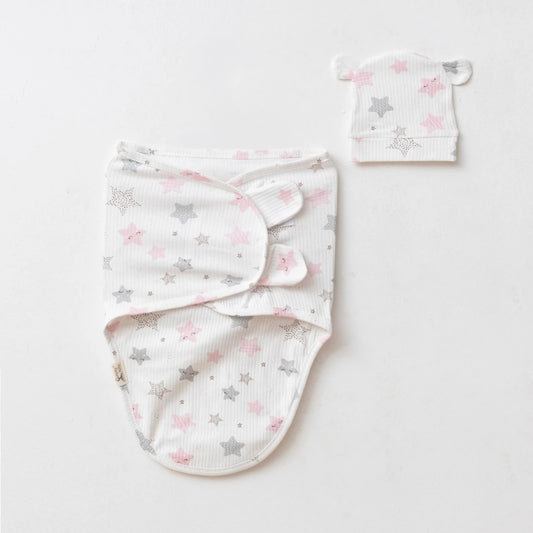 RIBBED - SWADDLE WITH MATCHING CAP
