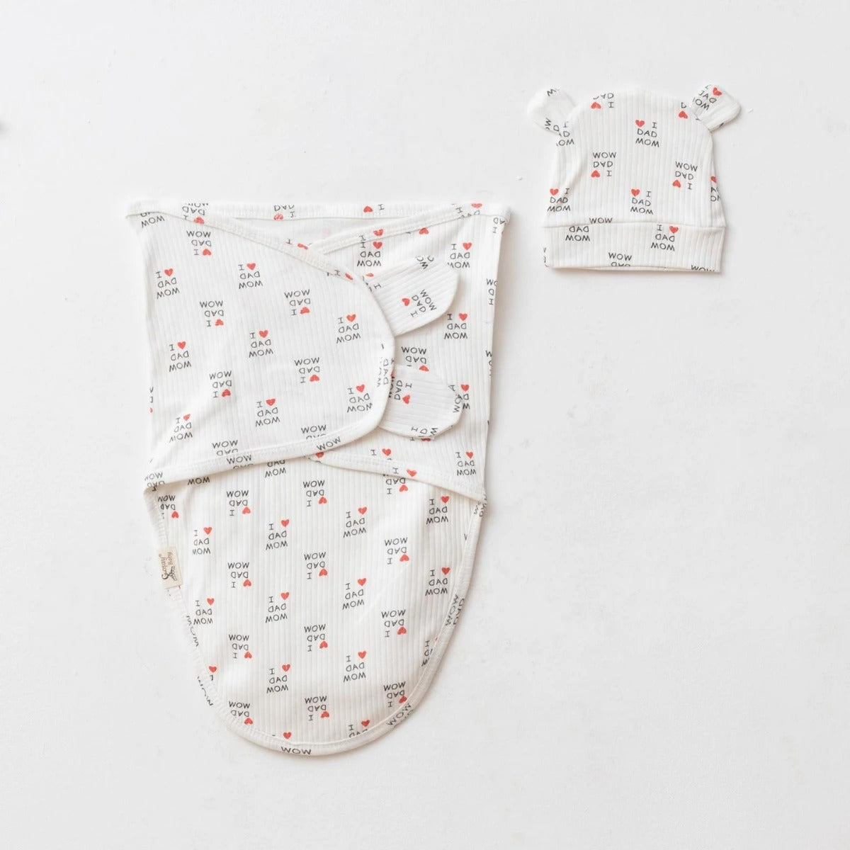 RIBBED - SWADDLE WITH MATCHING CAP