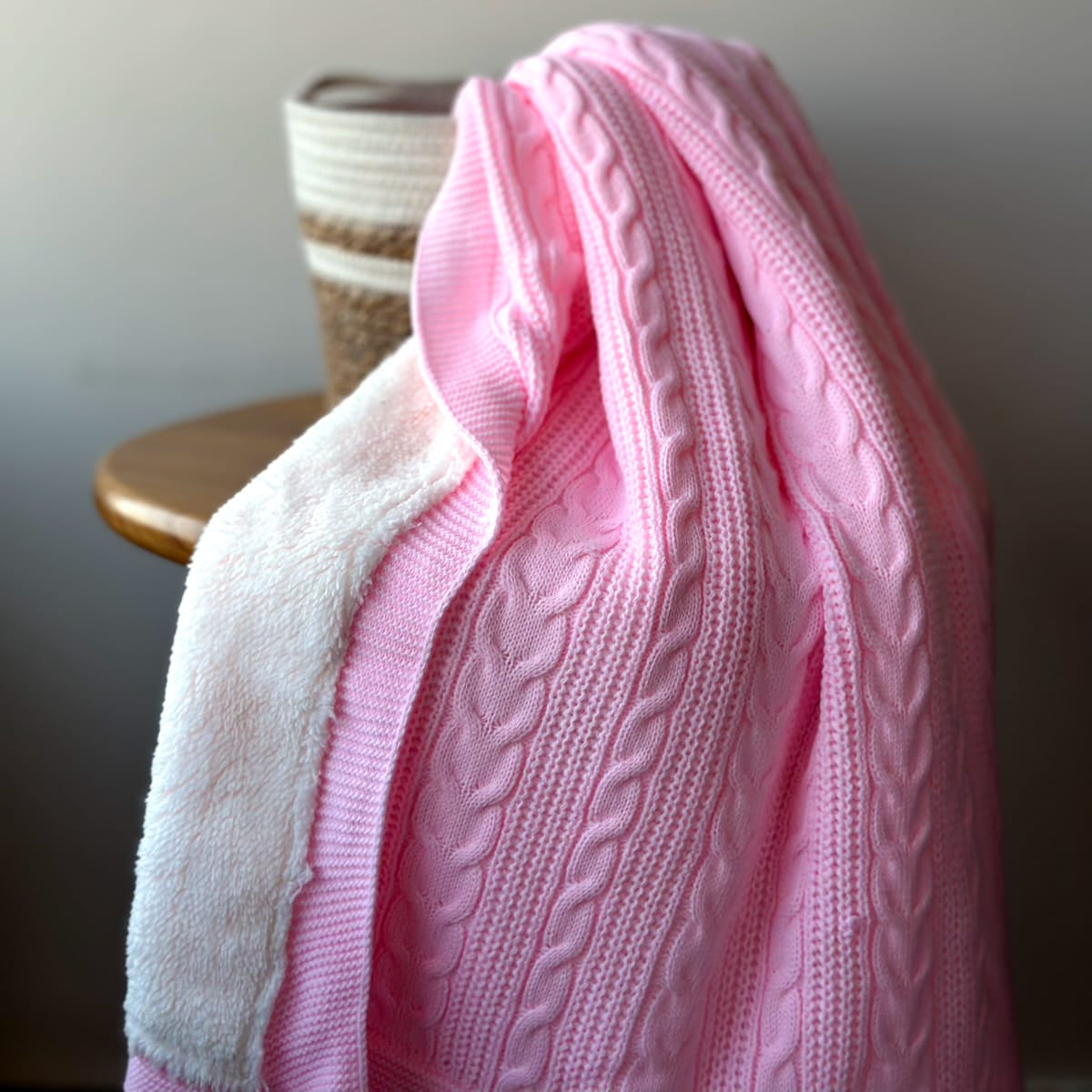 KNITTED DOUBLE SIDED SHERPA - baby blanket