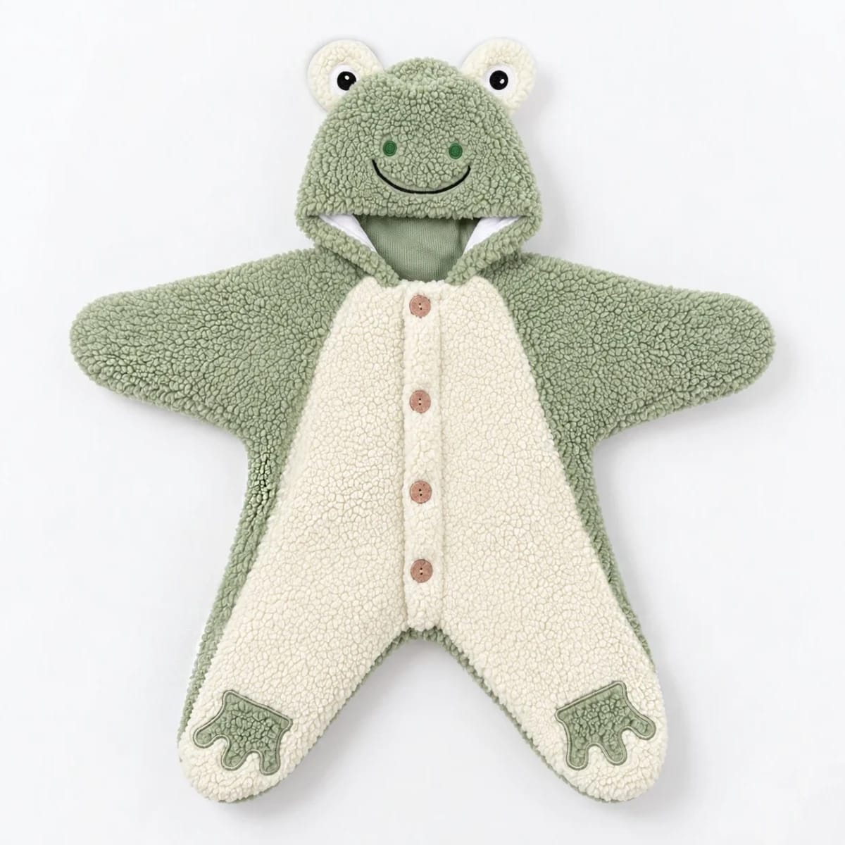 SHERPA - FUR ONESIE WITH FROG HOODIE