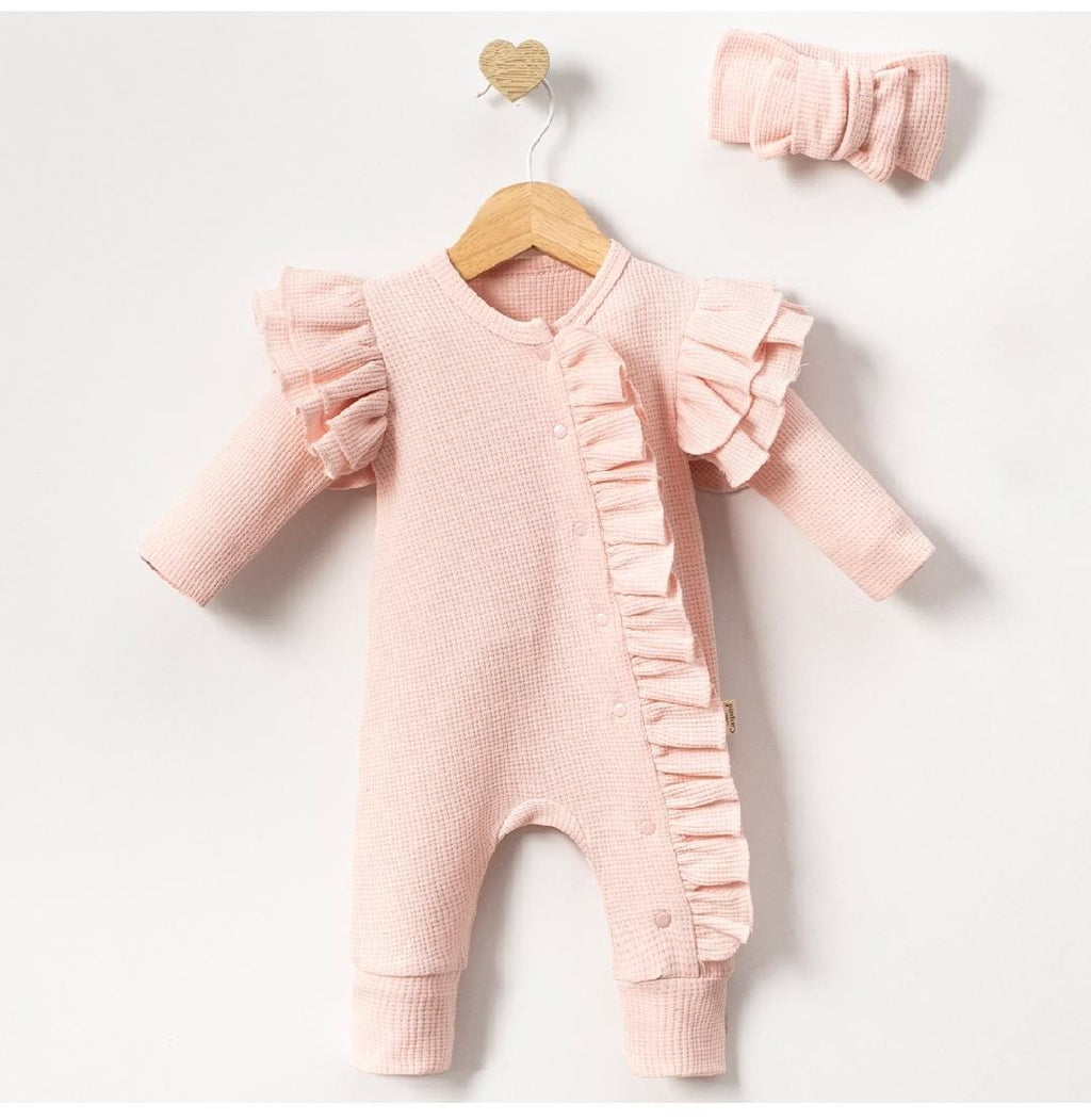 Frilled romper with headband