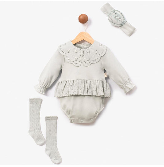 3PC COTTON FRILL BODYSUIT DRESS