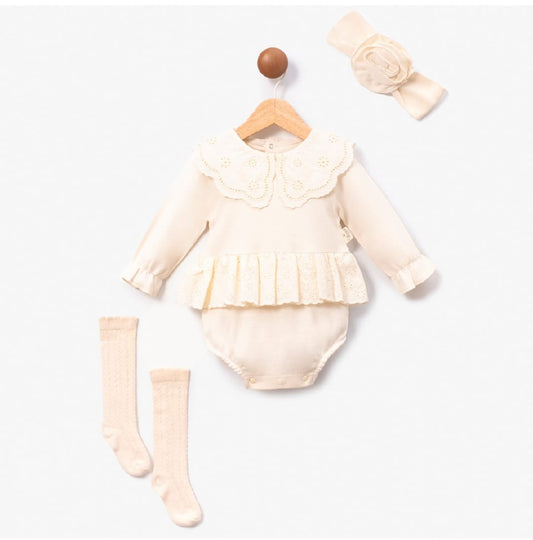 3PC COTTON FRILL BODYSUIT DRESS
