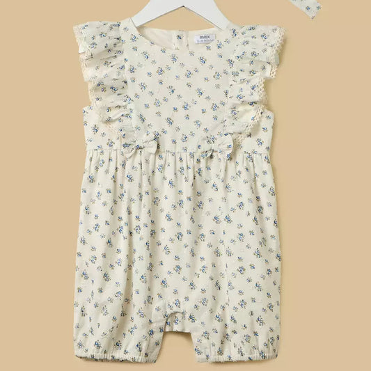 MAX-Floral Print Romper with Headband
