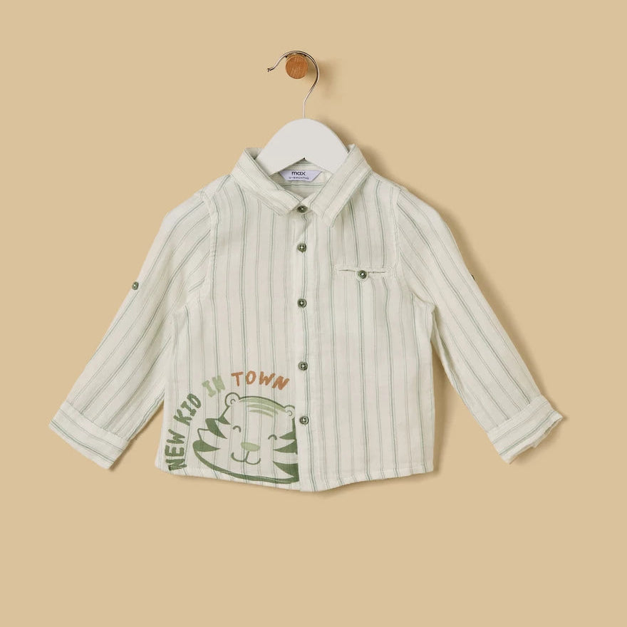 MAX - Striped Double Gauze Cotton Shirt and Shorts Set
