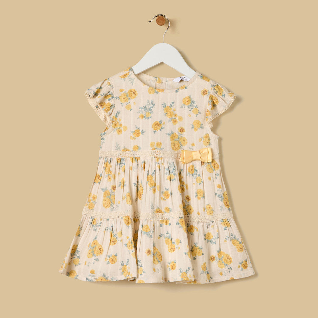 MAX-Floral Print Cotton Dress with Shrug