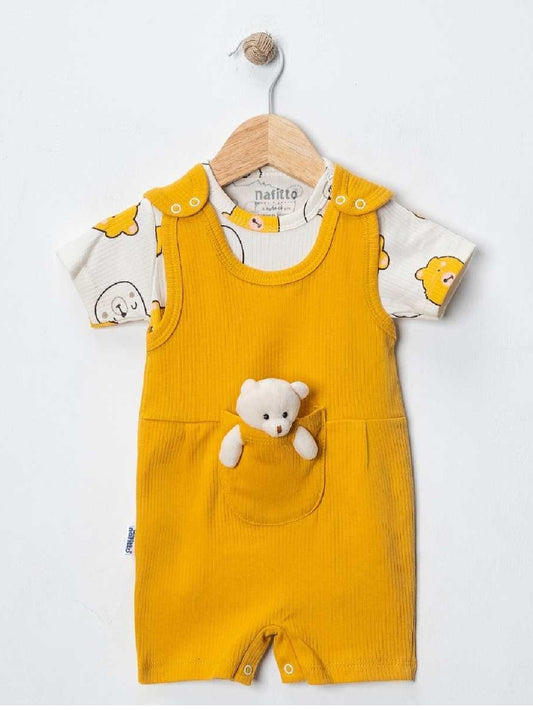 TEDDY IN A POCKET DANGAREE SET