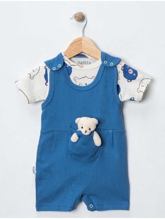 TEDDY IN A POCKET DANGAREE SET