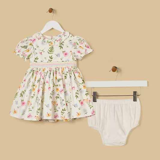 MAX-Floral Print Viscose Dress with Bloomers