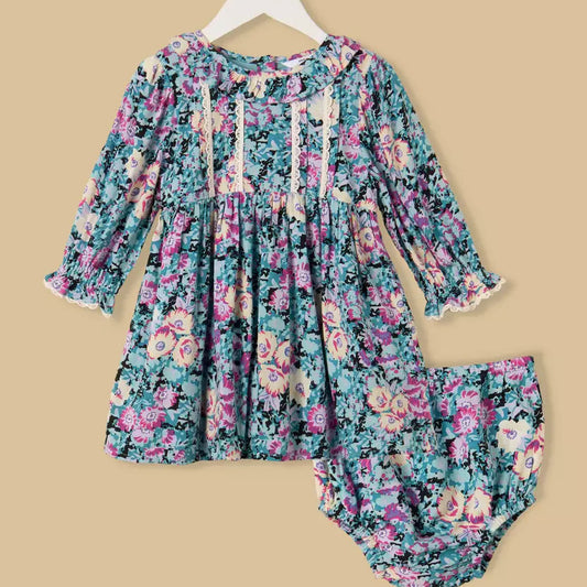 MAX-Floral Print Dress with Bloomers