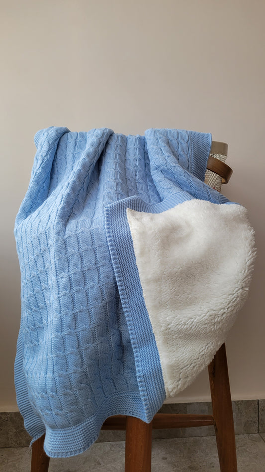 KNITTED DOUBLE SIDED SHERPA - baby blanket