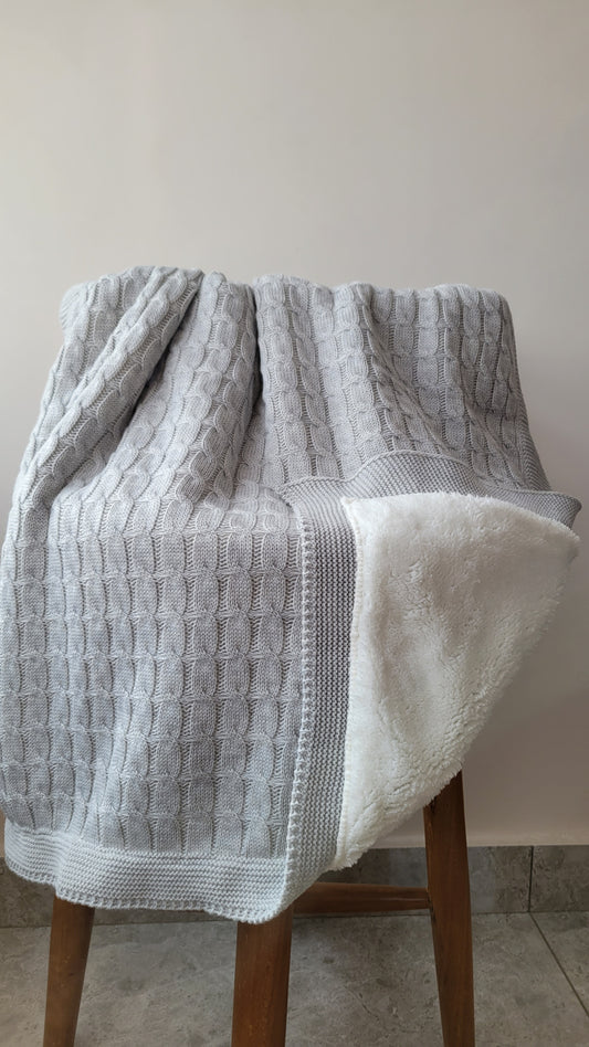 KNITTED DOUBLE SIDED SHERPA - baby blanket