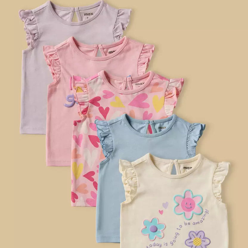 MAX-Pack of 5 - Assorted Sleeveless Cotton Top