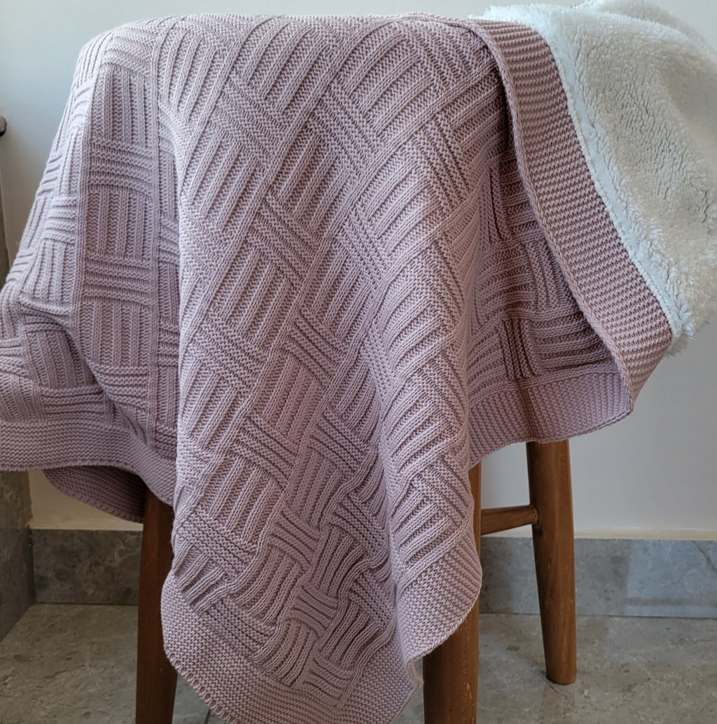 KNITTED DOUBLE SIDED SHERPA - baby blanket