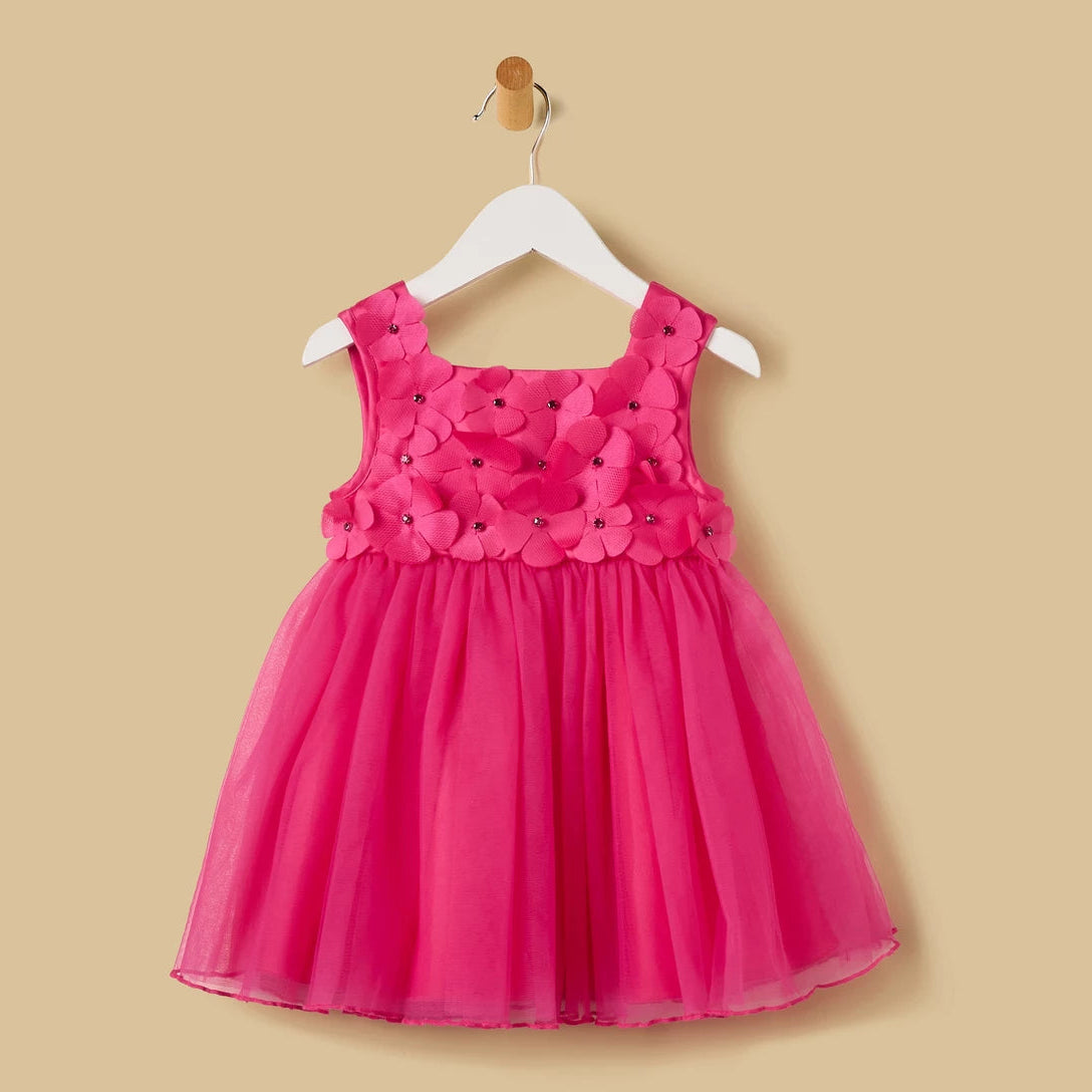 MAX-Floral Beads Yoke Sleeveless Dress