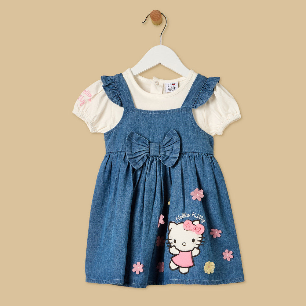 MAX - Hello kitty Print Denim Pinafore with Top
